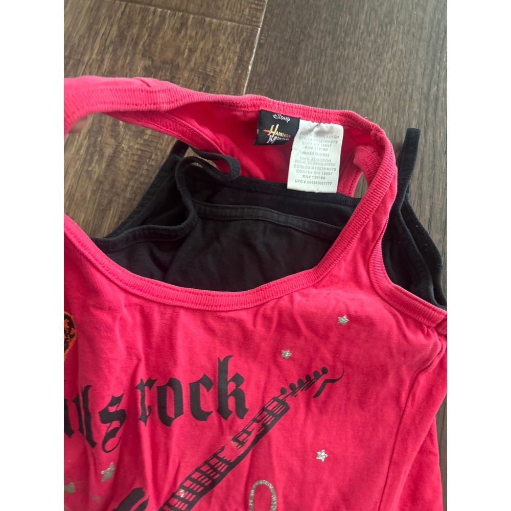 Y2K Disney Hannah Montana Girls Rock Pink Layered Tank Top Sz S 6/6X A1327HA079 - Picture 4 of 6